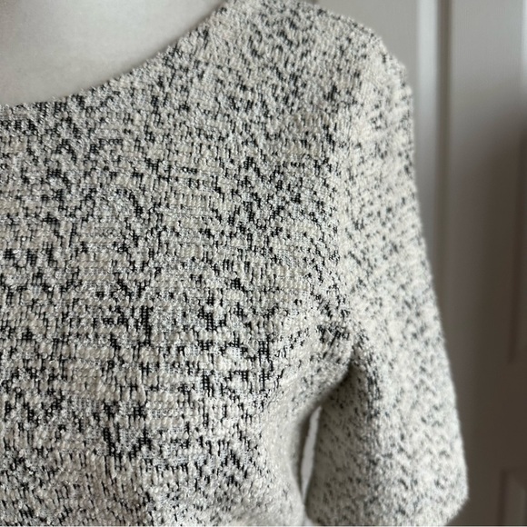 Banana Republic Ivory and Black Stretch Tweed Elbow Sleeve Cocktail Dress - Picture 5 of 8